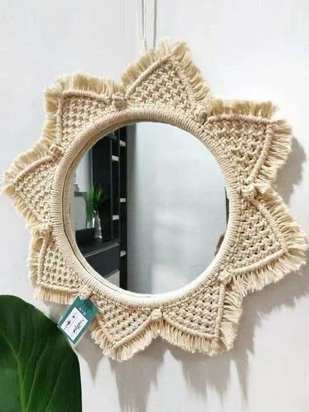 

mirrors retro style hand-woven mirror bedroom decor pendant toilet home decoration makeup original handmade wall hanging