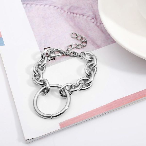 

link, chain gold o-chain bracelet women punk bracelets fashionable for vintage jewelry pulseras mujer, Black