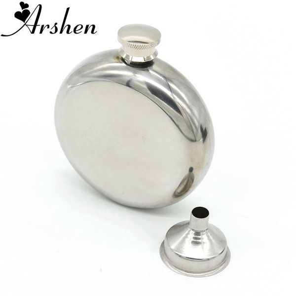 

hip flasks arshen 5 ounce glossy flask with funnel round stainless steel liquor wine whiskey jug container alcohol bottle drinkware