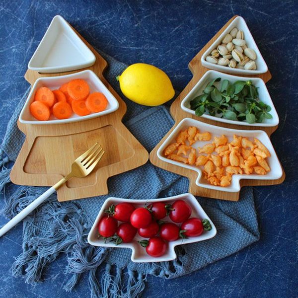 

dishes & plates creative christmas tree shape dinnerware set ceramic multipurpose snack plate kitchen ddishes gift
