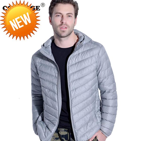 

covrlge men hooded down coat 2018 autumn winter new man duck jacket light thin jackets plus size outerwear coats mwy002, Black
