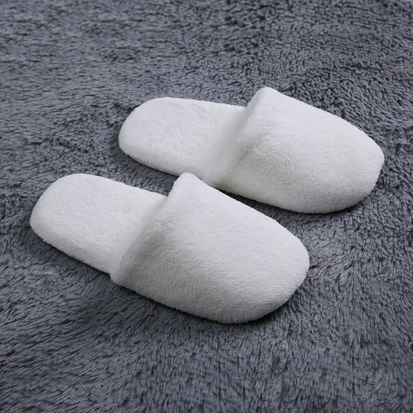 

pair coral velvet bread shoes el disposable slippers solid color home bedroom winter flip flop indoor, Black