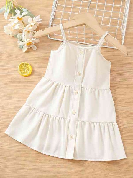 

baby ruffle hem button front cami dress she, Red;yellow