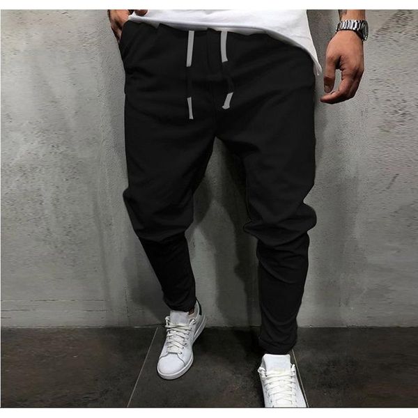 

men's pants cotton linen joggers black harem mens casual pocket mid-waist sports cropped trousers streetwear