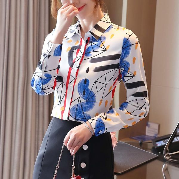 

korean fashion chiffon women blouses office lady shirt and blouse striped bloues plus size blusas women's & shirts, White