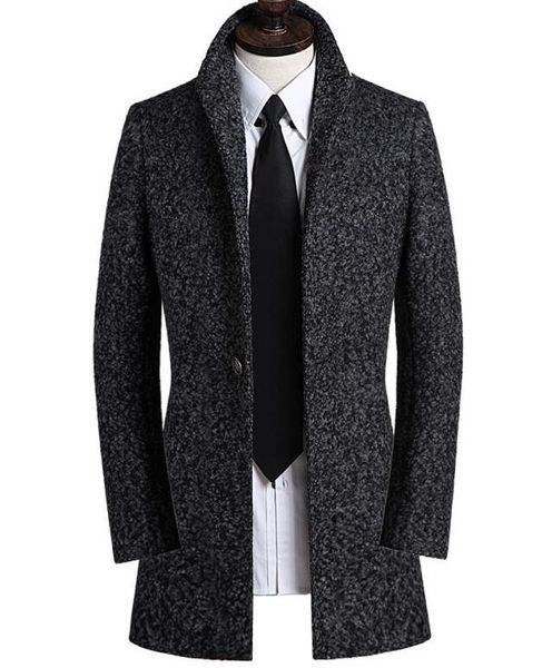 

men's wool & blends s-6xl winter men fashion leisure suit cloth coat the plus-size fertilizer long, Black