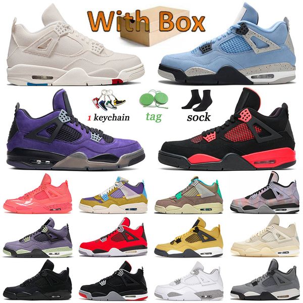 

big size us 13 jumpman 4 4s og basketball shoes union men women canvas sail black cats white oreo red thunder canyon purple zen master train