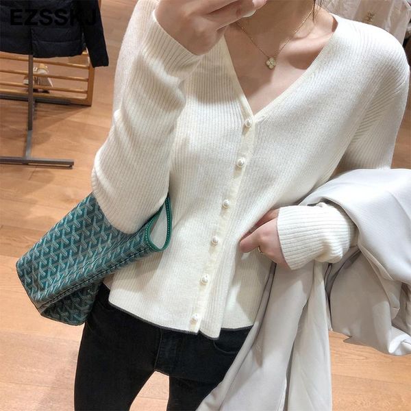 

spring autumn pear button crop cardigan women long sleeve sweet short knitted jacket female v-neck sweater coat women's jackets, Black;brown