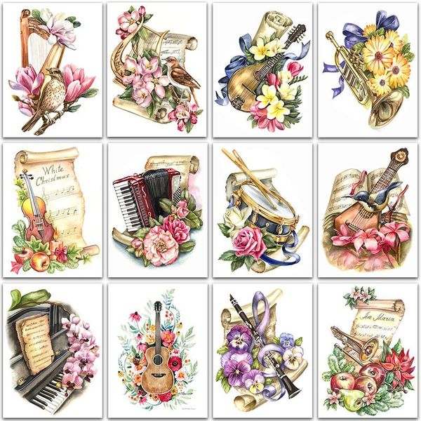 

diamond painting 5d diy kit cartoon flower guitar piano full square&round mosaic embroidery cross stitch paint
