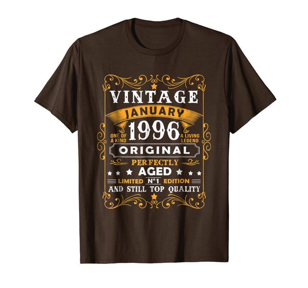 

vintage january 1996 23 years old 23rd b-day gift shirt, White;black