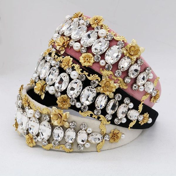 

hair clips & barrettes baroque princess crown girl crystal headband woman tiaras and crowns designer jewelry bijouterie hoop accessories, Golden;silver
