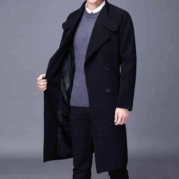 

men's suits & blazers trench coat fashion long casual solid windbreaker vintage blends business overcoat male windbre, White;black
