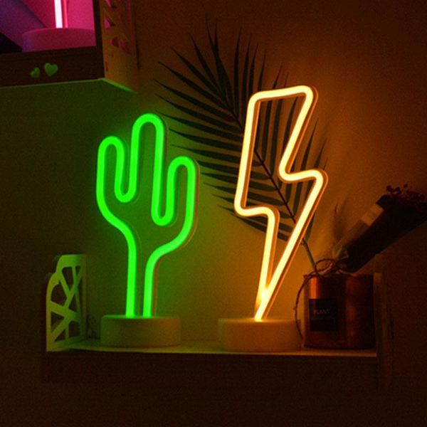 

night lights led cactus light creative plastic neon cartoon style lamp