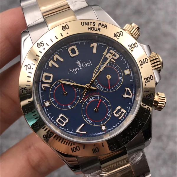 

wristwatches men watch automatic mechanical yellow gold sapphire stainless steel black blue sport 40mm, Slivery;brown