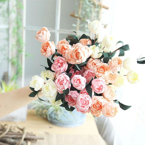 

decorative flowers & wreaths 4cm 6pcs artificial flower silk rose head wedding christmas home decoration diy wreath scrapbook gift box craft