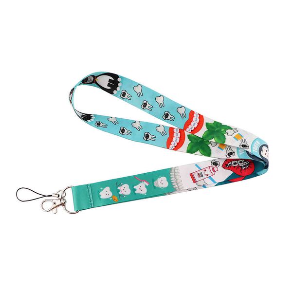 

10pcs/lot j2291 cartoon protect teeth keychains accessory mobile phone usb id badge holder key strap neck lanyard for dentist, Silver