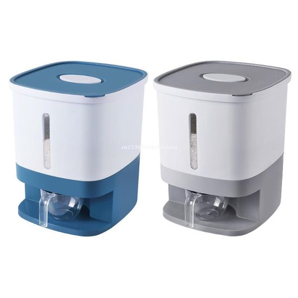 

storage bottles & jars 10kg rice container large sealed grain dispenser box with lid measuring cylinder moisture proof dropship
