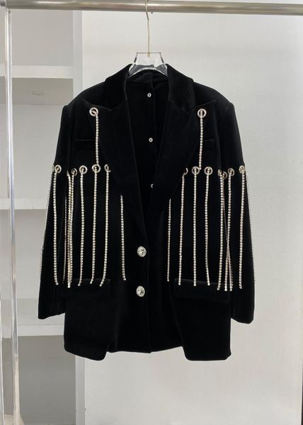 

women's suits & blazers heavy industries of fund 2021 autumn winters diamond chain tassel suit 1017, White;black