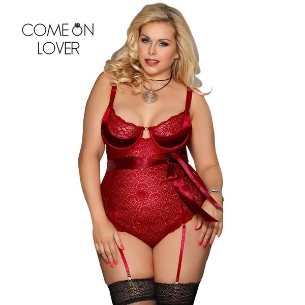 

plus size 5xl lace bodysuit floral romper with waist belt summer strap body suits for women tight body mujer elegante 80623 210401, Black;white