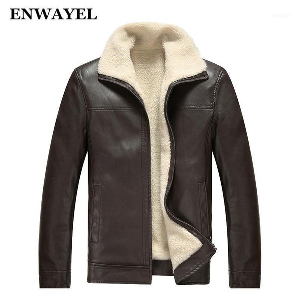 

brand autumn winter pu faux leather jacket men casual thick warm velvet mens jackets coat male motorcycle1, Black