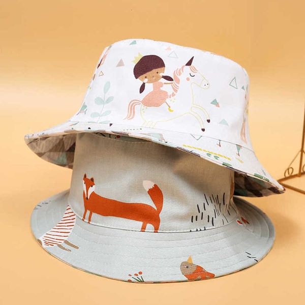 

2021 fashion baby hat ins double sided sunshade fisherman's, Yellow