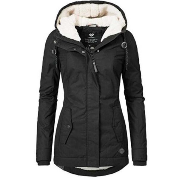 

down jacket fall winter 2019 black classic plush and thickened women's hooded cotton padded clothes