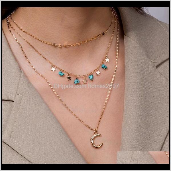 

necklaces & pendants jewelryeuropean and american multi-layer crescent pendant necklace small star clavicle chain drop delivery 2021 brgsu, Silver