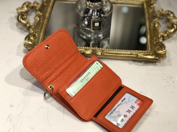 

wallets 3 fold short simple small women's wallet ins cowhide cute card clamp korean-style mini purse genuine leather, Red;black