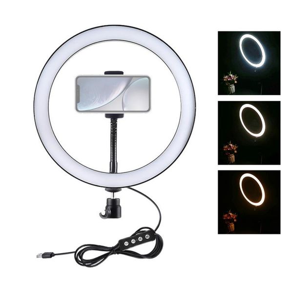 

flash heads 26cm po ringlight led selfie ring light usb 3 modes dimmable lamp pography studio lighting for youtube video