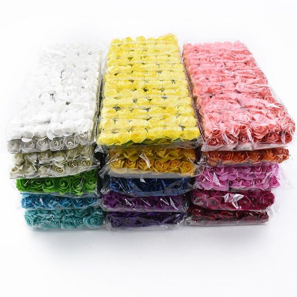 

decorative flowers & wreaths 144 pieces artificial mini 1.5cm paper roses wedding plants bouquet vases for home decor christmas garland