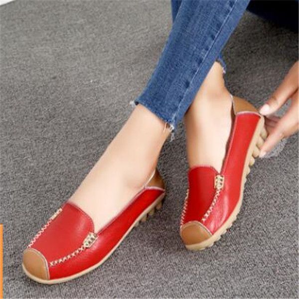 

spring and summer style single shoes leather shoe mother nurse lace-up flat bottom casual comfortable women size 35-44, Black