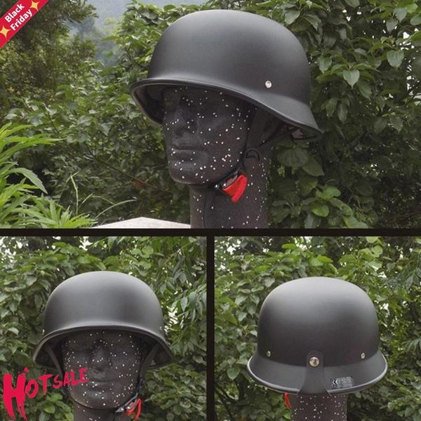 

retro half motorcycle helmets matte black german face helmet chopper cruiser biker m/l/xl casque moto