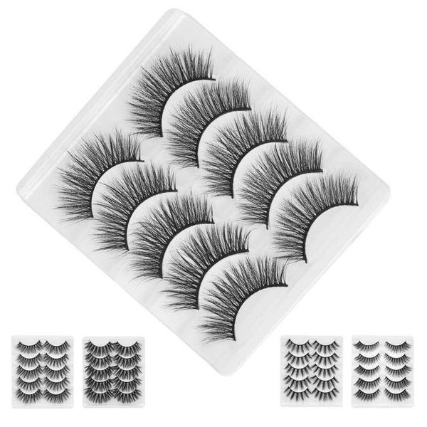 

false eyelashes 5 pairs 6d handmade long extension pack reusable fiber lashes ladies makeup accessories