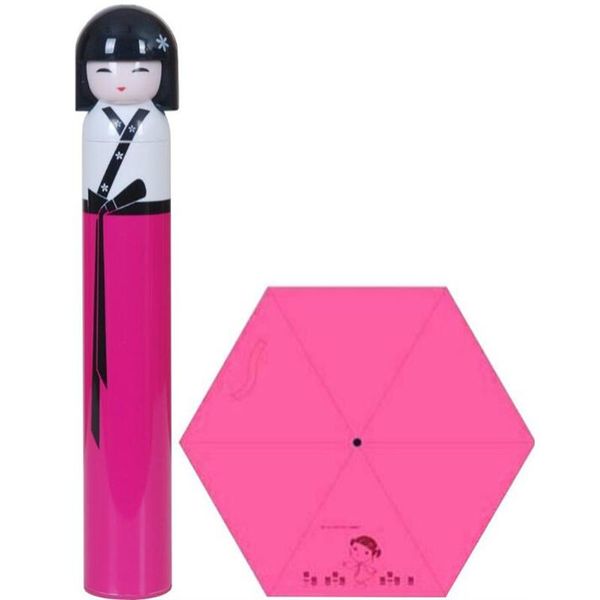 

umbrellas sunny and rainy umbrella foldding sun protection anti uv parasol windproof japanese girl doll, wine bottle, pencil