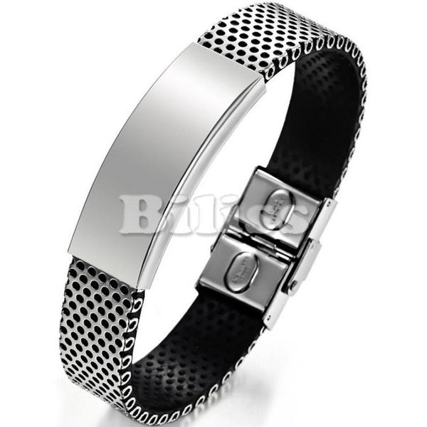 

tennis black genuine leather bracelet men bangle with stainless steel fashion jewelry wide men's bracelets 2021, Golden;silver