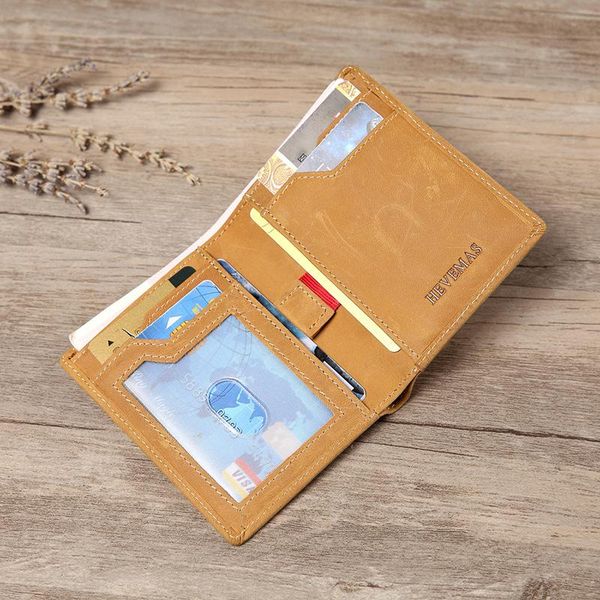 

genuine leather men wallet short business bifold hasp coin pouch retro multifunction purse billetera hombre card package da50qb wallets, Red;black