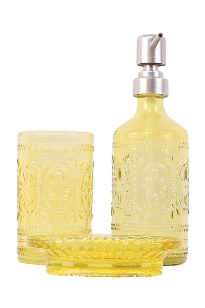

bath accessory set glass bathroom liquid and dry soap dispenser toothbrush holder