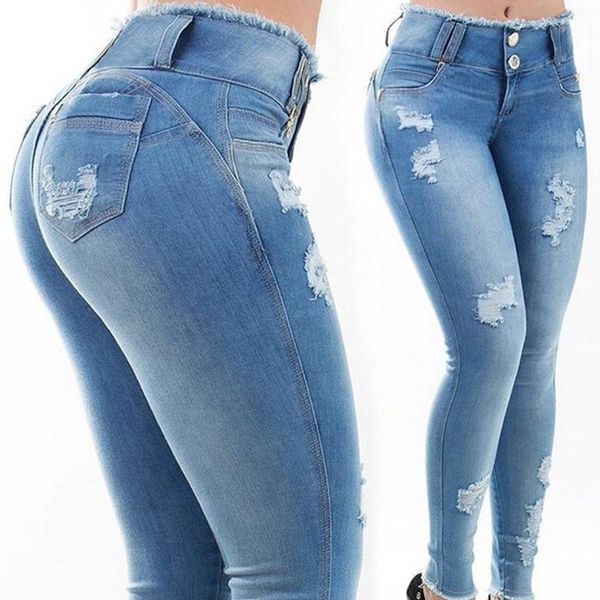 

women's jeans women fashion casual ultra stretchy blue tassel ripped denim pants trousers for pencil skinny high waisted