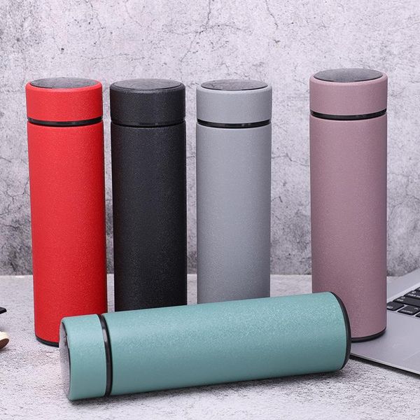 

stainless steel vacuum flask male and female student water cup simple pure color intelligent temperature measurement tea bottles