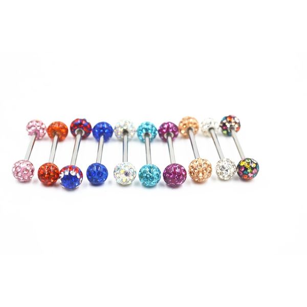 

20pcs body jewelry piercing barbells nipple bar 14g~1.6mmx16mmx6mm/6mm, Silver