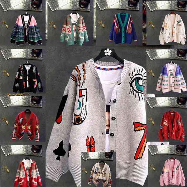 

2021 winter women's sweater pure cotton printed letter knitted thick cardigan, White;black