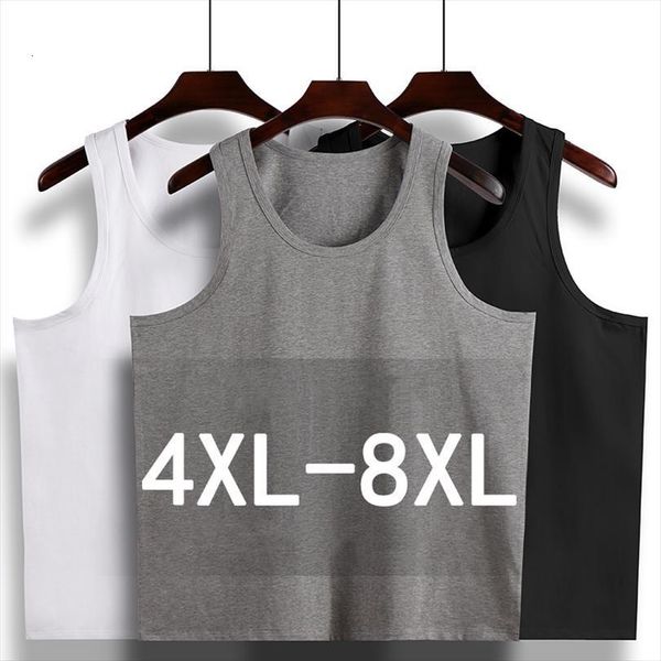 

mens sleeveless tank solid muscle vest undershirts tees cotton breathable tanks plus size 8xl, White;black