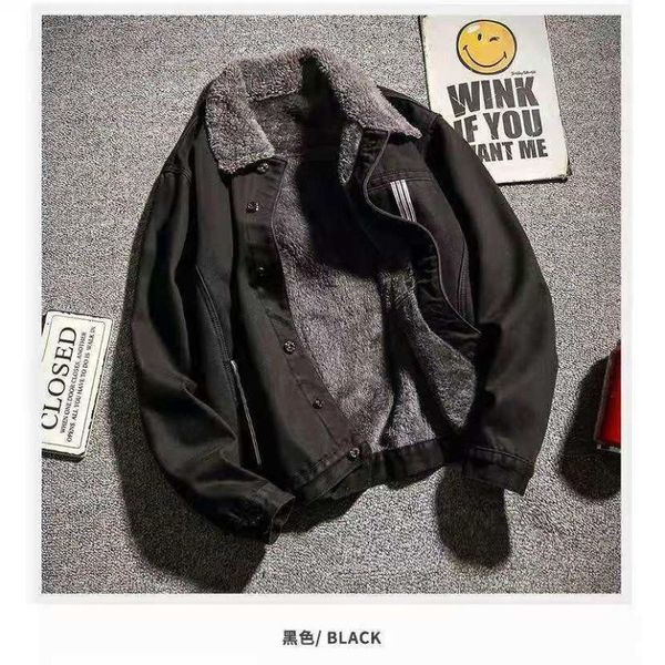 

men's jackets nowsaa warm men jacket coat trendy fleece thick denim autumn winter mens jean maxi outwear male cowboy plus size, Black;brown
