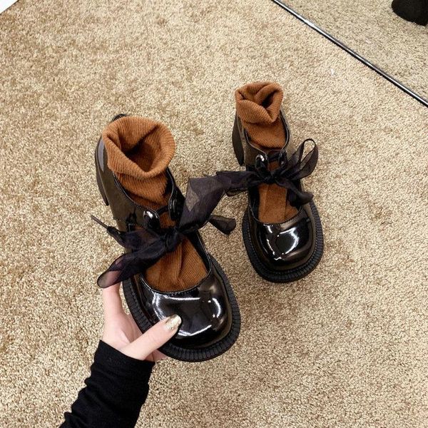 

dress shoes ladies spring autumn flats thick heel women fashion oxfords lace pumps mary janes a64-31, Black