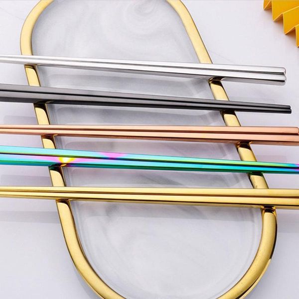 

chopsticks 1 pair stainless steel chinese tool square set chopstick metal sticks tableware