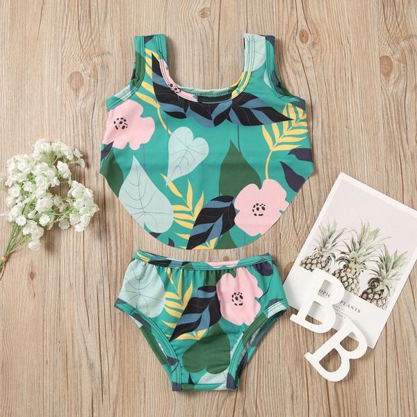 

printing bath suits toddler kids baby girls floral print swimwear swimsuit bikini summer outfits set children's bathing suit one-pieces, Black