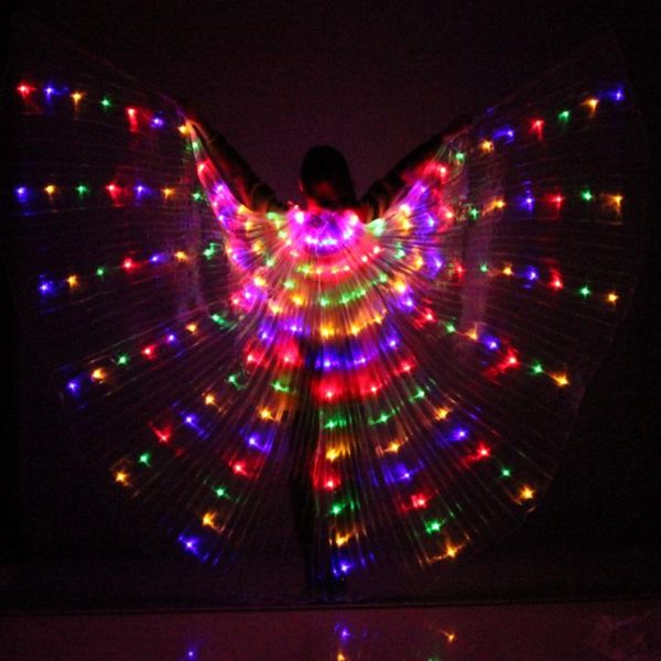 

party decoration women belly dance lamp props open 360 degrees led shining wings girls wing dancer glow stick bags christmas gifts