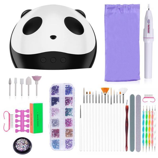 

manicure set with panda 36w nail lamp tools kit electric drill for art diy drop tool1