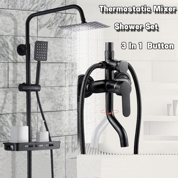 

bathroom shower sets faucet set matte black wall mount rainfall mixer tap bathtub 3-way