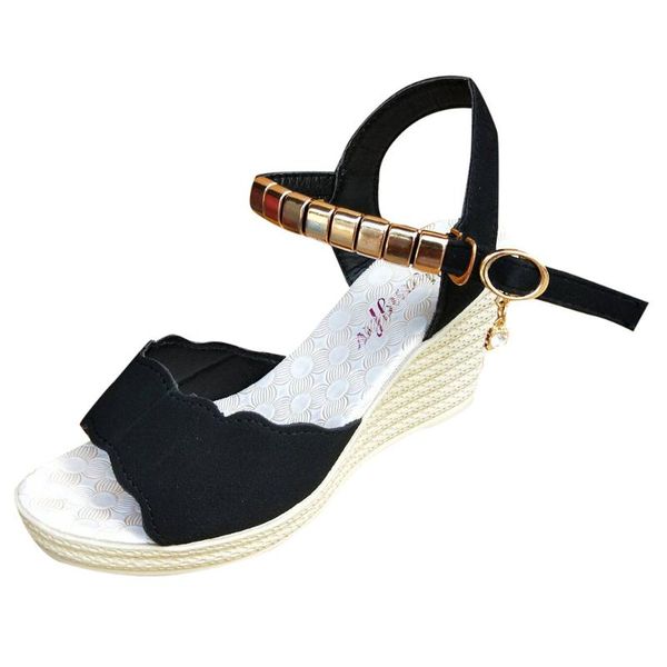 

dress shoes 2121 nice style fish mouth women buckle sandals high platform heels slope fashion sexy, Black